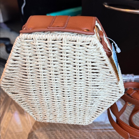 Brown and Cream Hexagonal Women Bag - Picture 6 of 7